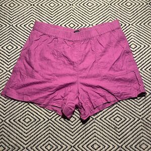 J Crew Pull On Linen Blend Shorts Womens L Hot Pink 4” Lightweight Summer